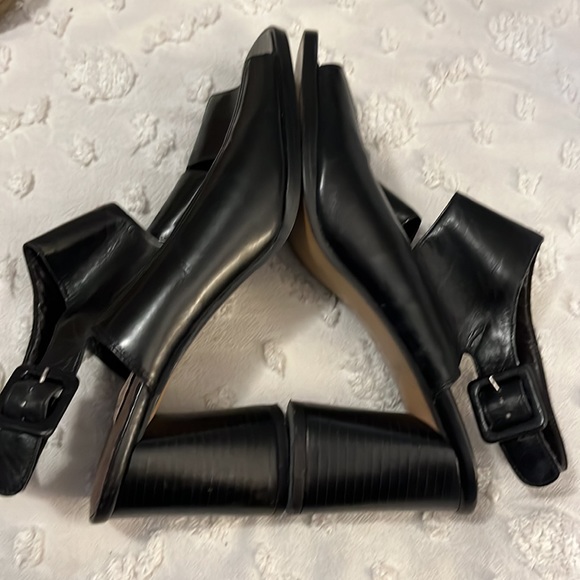 Enzo Angiolini Black Leather Block Heel Open Toe Buckle Closure Sandal 7.5 - Picture 9 of 9